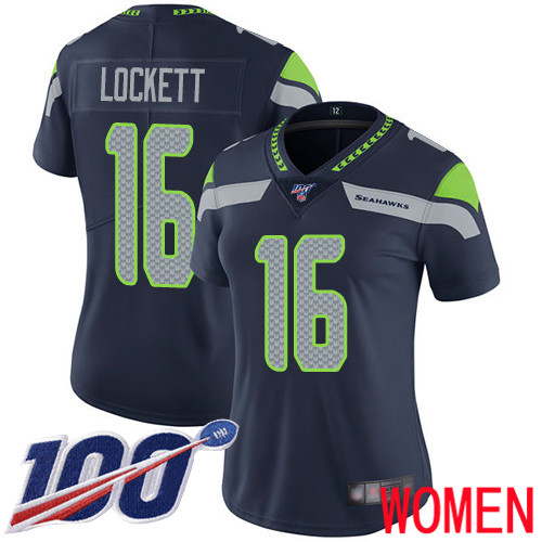 Seattle Seahawks Limited Navy Blue Women Tyler Lockett Home Jersey NFL Football #16 100th Season Vapor Untouchable